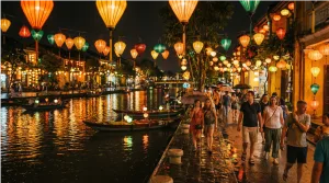 เมืองโบราณฮอยอันยามค่ำคืน โคมไฟสีสัน สถานที่ท่องเที่ยวเวียดนาม